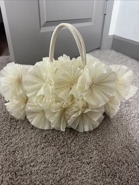 Ivory Floral Cluster Tote Bag - Elegant Women's Handbag